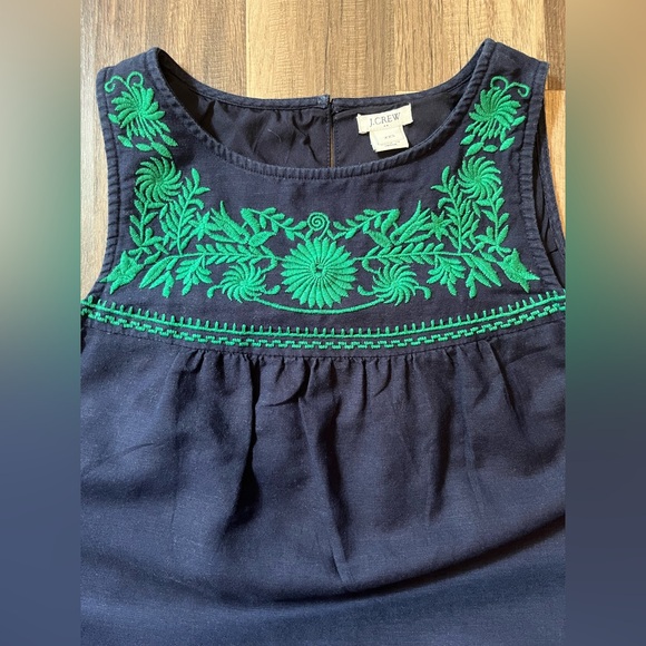 J.Crew Linen/Cotton Embroidered Mini Shift Dress SZ XXS - Picture 5 of 13